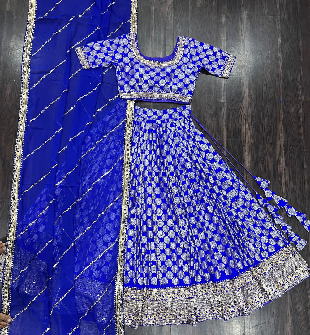 Tanisha Pure Dyable Viscose Jacquard Dhavani Set | Langa Voni | Half-Saree | Shoppers Trend