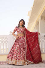 Load image into Gallery viewer, Tanisha Pure Dyable Viscose Jacquard Dhavani Set | Langa Voni | Half-Saree | Shoppers Trend
