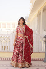Load image into Gallery viewer, Tanisha Pure Dyable Viscose Jacquard Dhavani Set | Langa Voni | Half-Saree | Shoppers Trend
