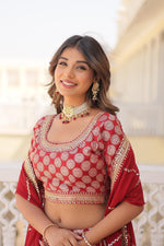 Load image into Gallery viewer, Tanisha Pure Dyable Viscose Jacquard Dhavani Set | Langa Voni | Half-Saree | Shoppers Trend
