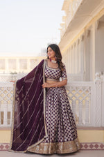 Load image into Gallery viewer, Tanisha Pure Dyable Viscose Jacquard Dhavani Set | Langa Voni | Half-Saree | Shoppers Trend
