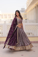 Load image into Gallery viewer, Tanisha Pure Dyable Viscose Jacquard Dhavani Set | Langa Voni | Half-Saree | Shoppers Trend
