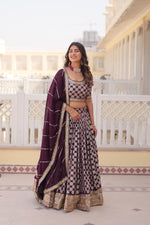 Load image into Gallery viewer, Tanisha Pure Dyable Viscose Jacquard Dhavani Set | Langa Voni | Half-Saree | Shoppers Trend
