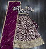 Load image into Gallery viewer, Tanisha Pure Dyable Viscose Jacquard Dhavani Set | Langa Voni | Half-Saree | Shoppers Trend

