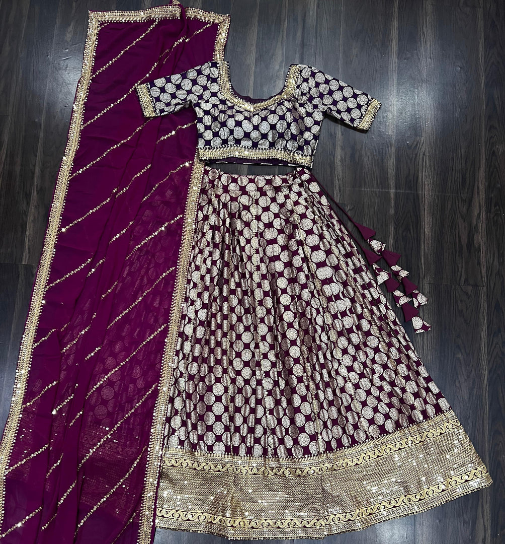 Tanisha Pure Dyable Viscose Jacquard Dhavani Set | Langa Voni | Half-Saree | Shoppers Trend