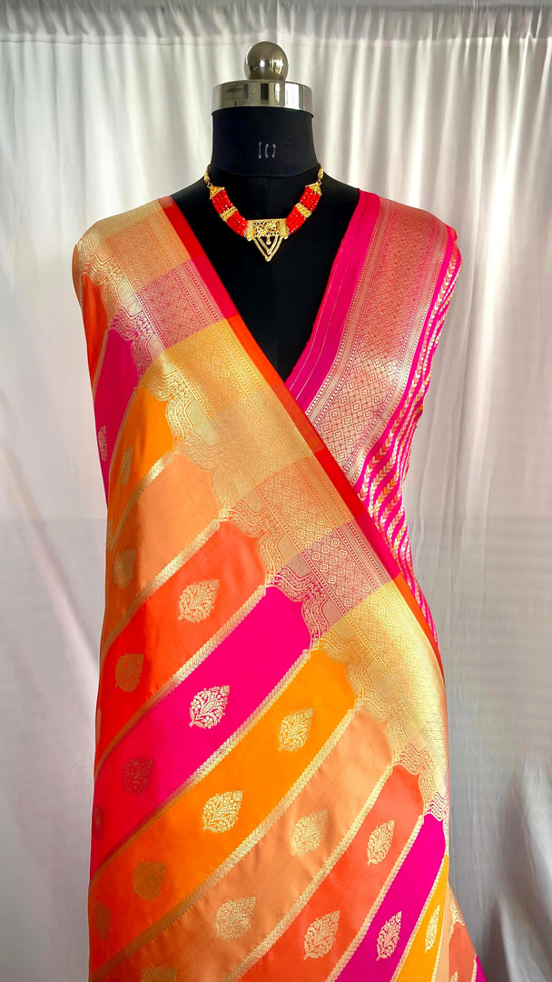 Hitanshi Banarasi Satin Silk Yellow Saree | Shoppers Trend