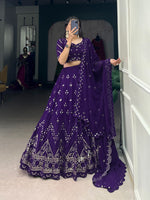 Load image into Gallery viewer, Yashvi Georgette Royal Blue Dhavani Set | Langa Voni | Shoppers Trend
