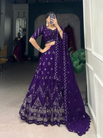 Load image into Gallery viewer, Yashvi Georgette Royal Blue Dhavani Set | Langa Voni | Shoppers Trend
