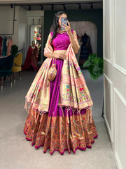 Kavita Jacquard Silk ( Paithani ) Dhavani Set / Half-Saree | Shoppers Trend