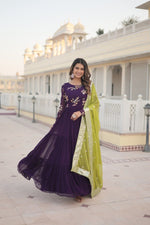 Load image into Gallery viewer, Devangi Faux Georgette Dark Rani Anarkali | Shoppers Trend
