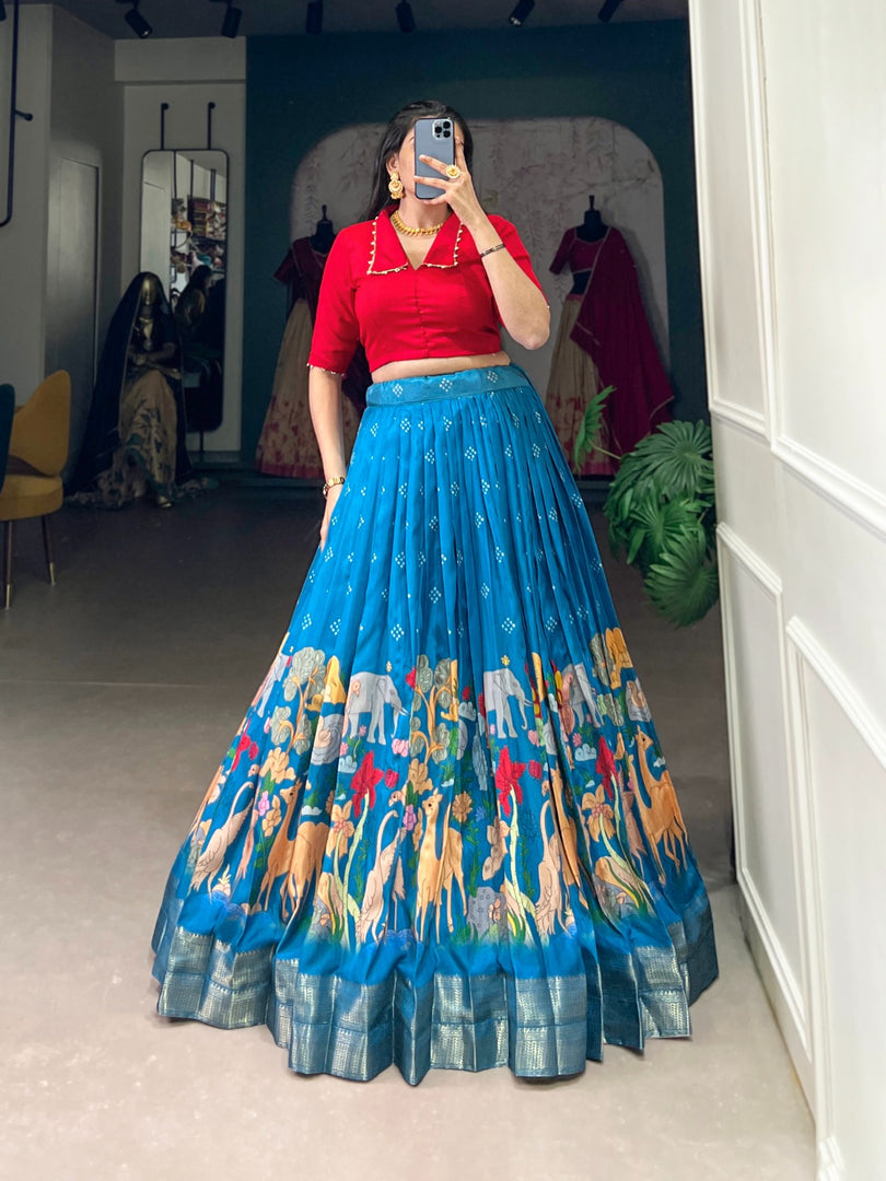 Krishna Dola Silk Dhavani Set / Half Saree / Langa Davani Set | Shoppers Trend