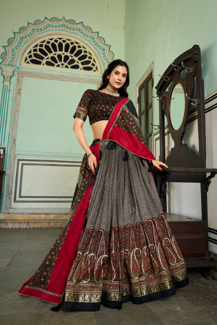 Fenisha Tussar Silk Dhavani Set | Half-Saree | Shoppers Trend