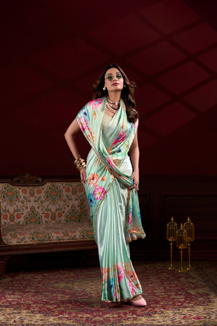 Ganga Satin Silk Saree | Shoppers Trend