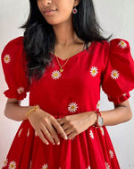 Load image into Gallery viewer, Payal Maska Cotton Red Dress | Shoppers Trend
