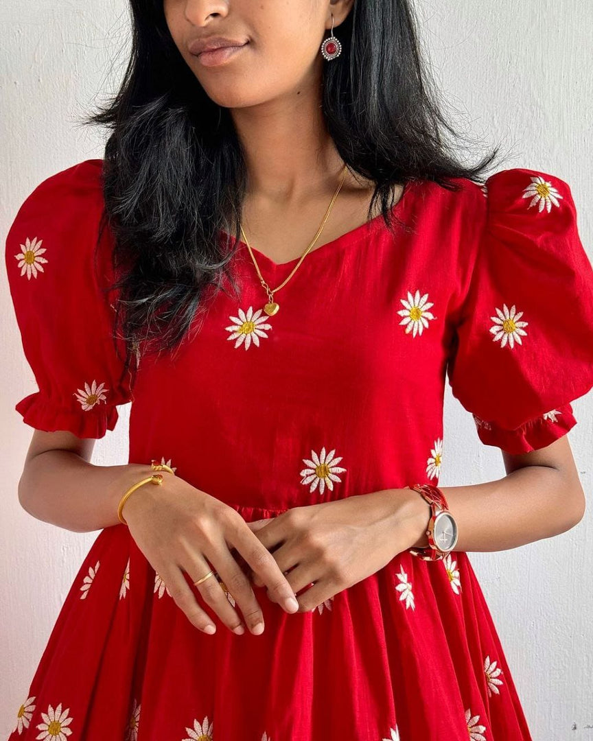 Payal Maska Cotton Red Dress | Shoppers Trend