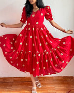 Load image into Gallery viewer, Payal Maska Cotton Red Dress | Shoppers Trend
