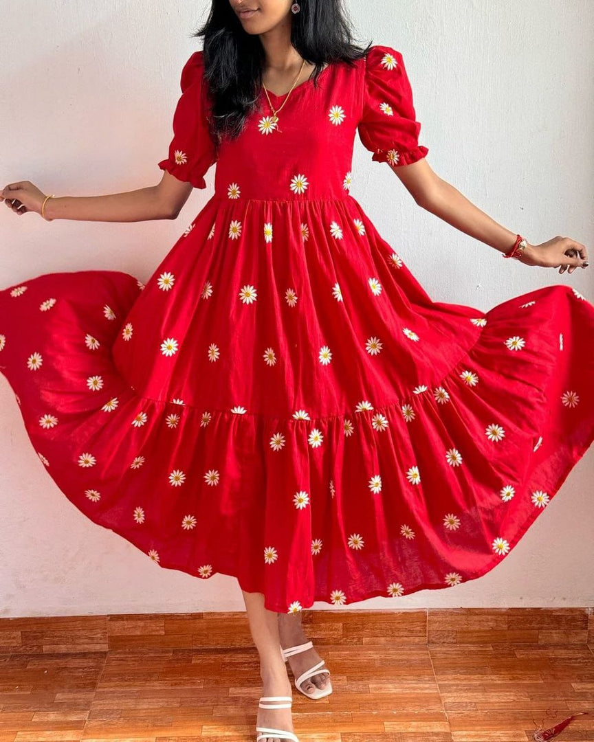 Payal Maska Cotton Red Dress | Shoppers Trend