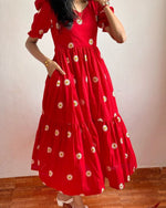 Load image into Gallery viewer, Payal Maska Cotton Red Dress | Shoppers Trend
