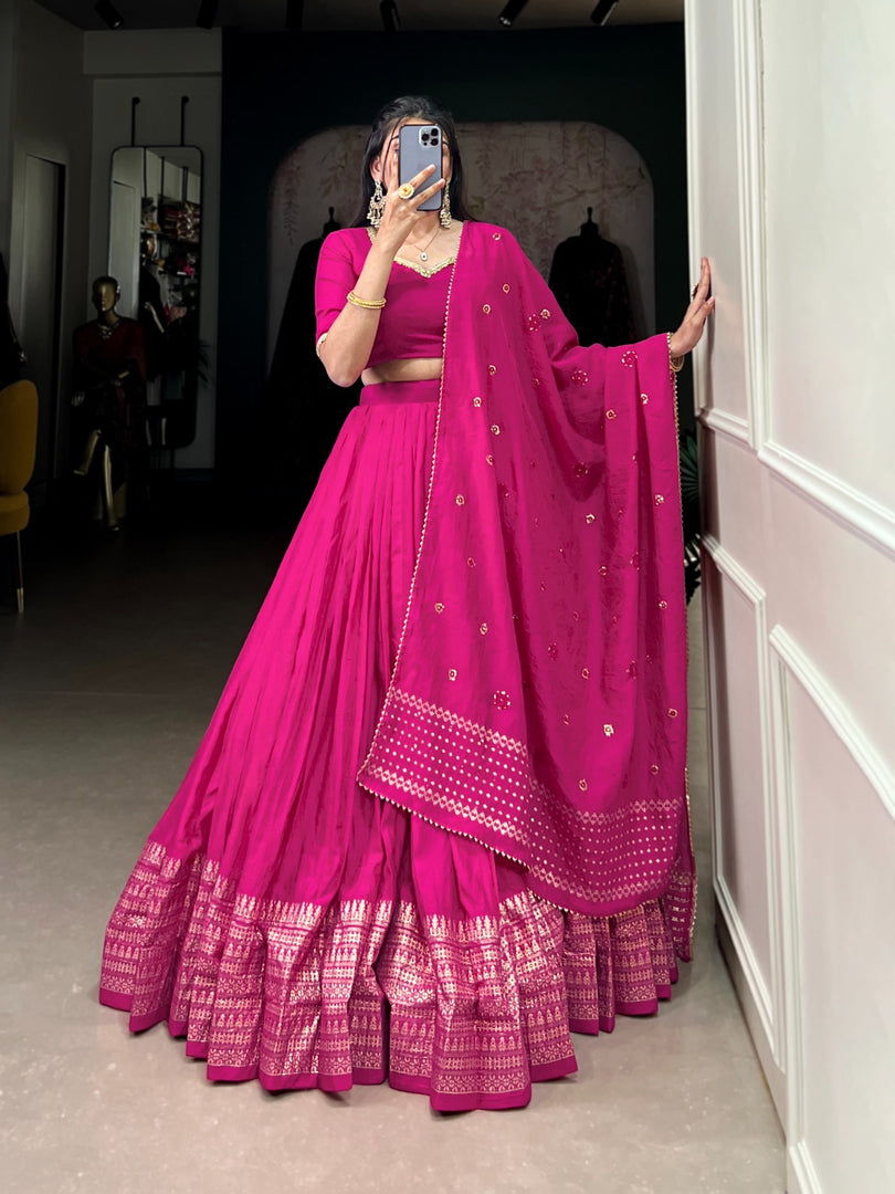 Minaxi Pure Chanderi Dhavani Set / Half Saree | Shoppers Trend