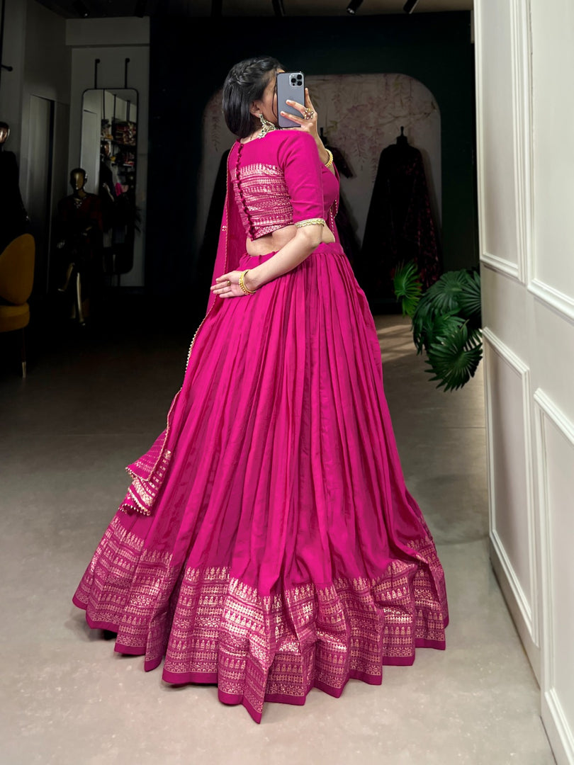 Minaxi Pure Chanderi Dhavani Set / Half Saree | Shoppers Trend
