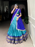 Load image into Gallery viewer, Vanita Zari Chex Davani Set / Langa Davani / Half Sarees | Shoppers Trend
