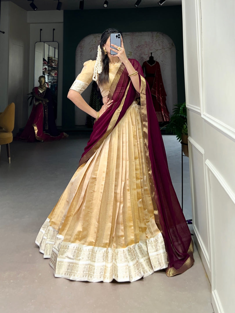 Reena Kanchipuram Davani Set / Langa Davani / Half Sarees | Shoppers Trend