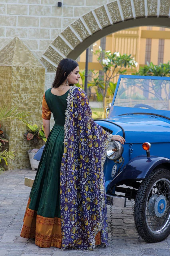 Karuna Silk With Jacquard Weaving Anarkali | Shoppers Trend