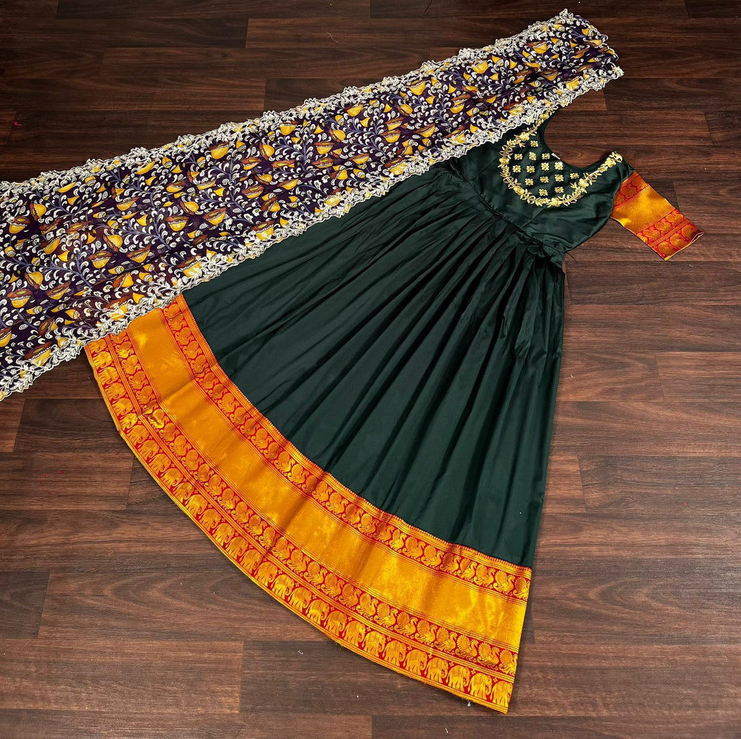 Karuna Silk With Jacquard Weaving Anarkali | Shoppers Trend
