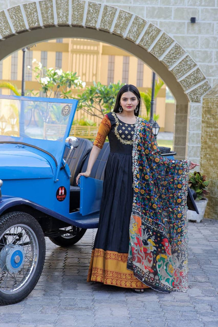 Karuna Silk With Jacquard Weaving Anarkali | Shoppers Trend