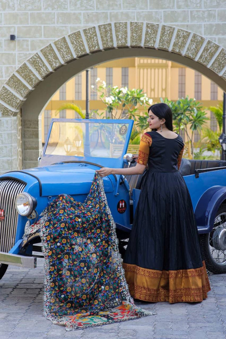 Karuna Silk With Jacquard Weaving Anarkali | Shoppers Trend