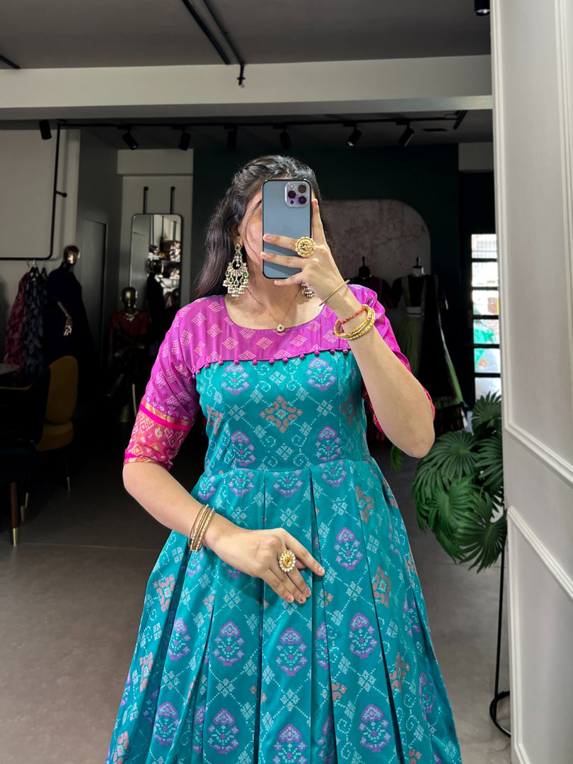 Pooja Jacquard Silk Gown | Shoppers Trend