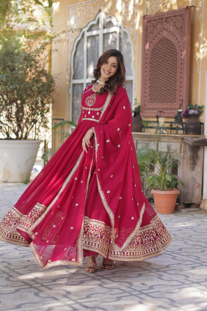 Minaxi Faux Blooming Georgette Anarkali | Shoppers Trend