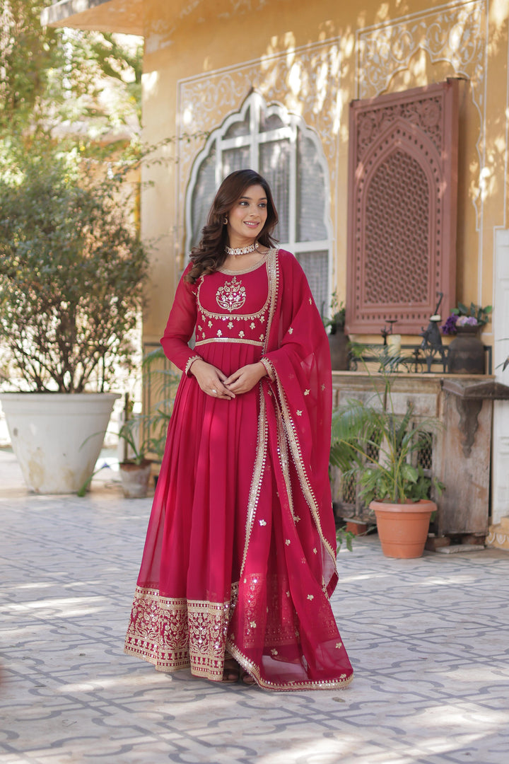 Minaxi Faux Blooming Georgette Anarkali | Shoppers Trend