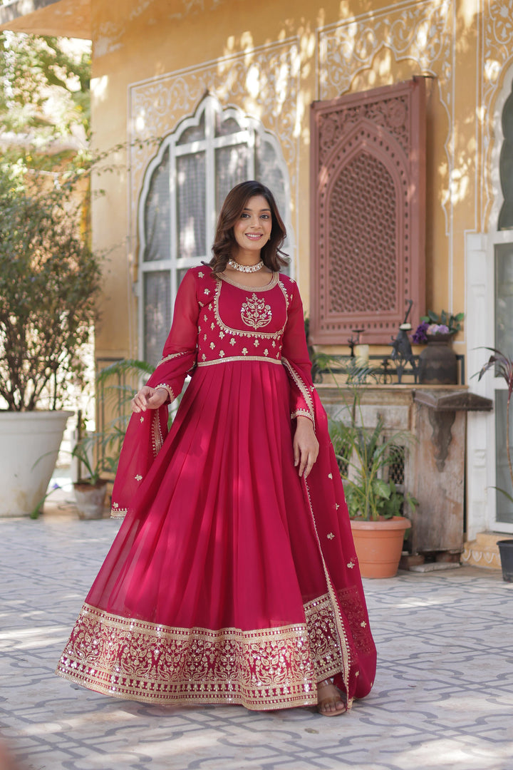 Minaxi Faux Blooming Georgette Anarkali | Shoppers Trend