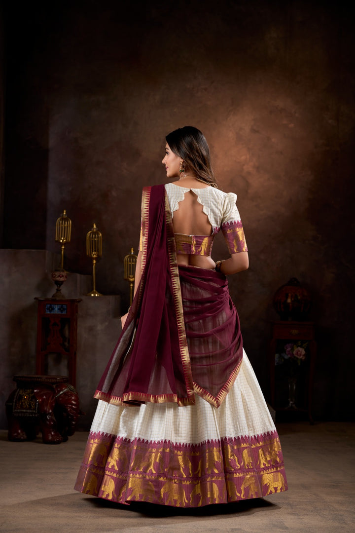 Nikita Poly Cotton Half-Saree / Dhavani Set / Langa Voni | Shoppers Trend
