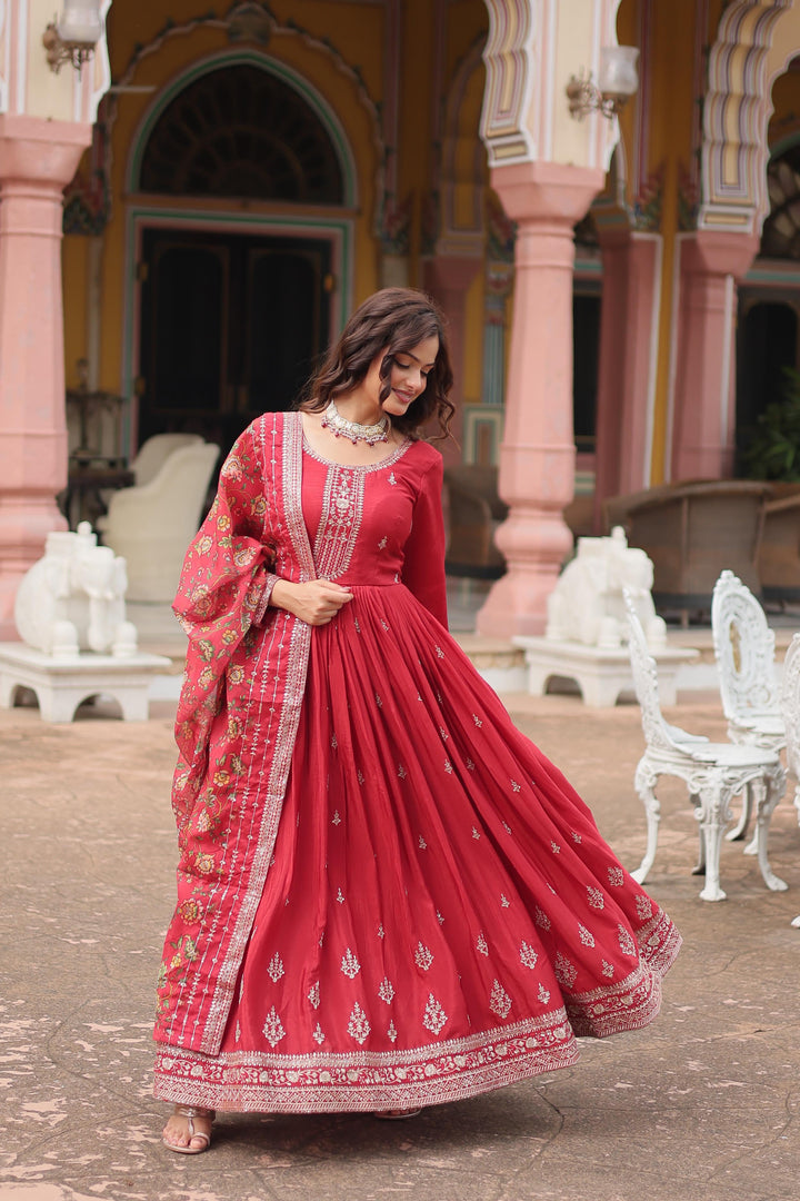 Heena Chinnon With Embroidery Work Anarkali | Shoppers Trend