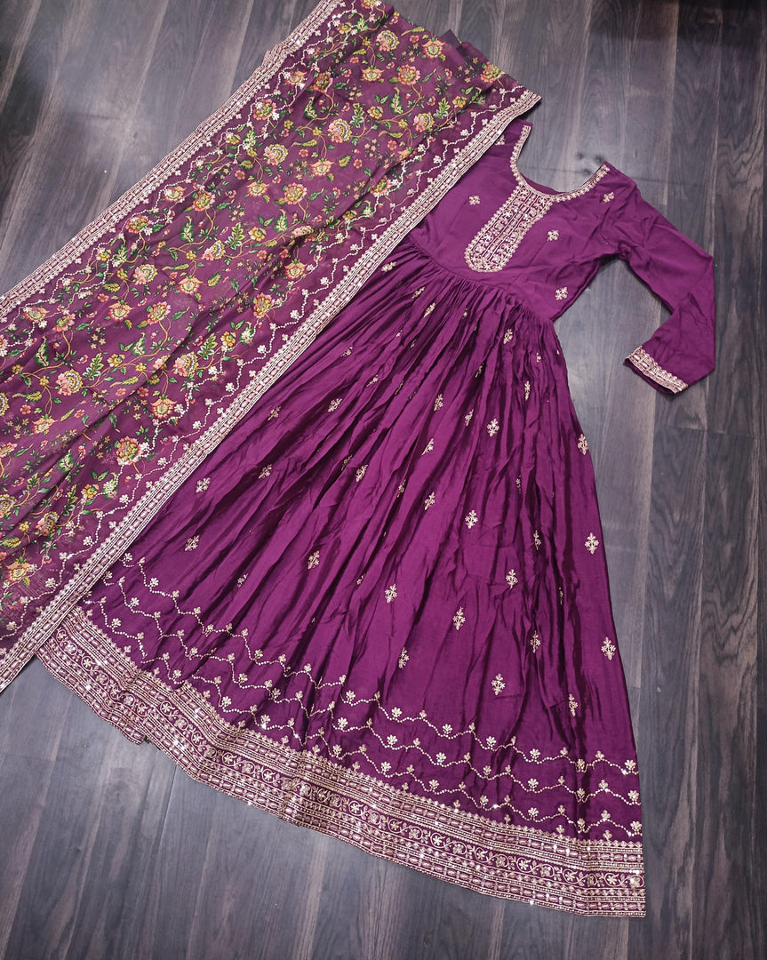 Heena Chinnon With Embroidery Work Anarkali | Shoppers Trend