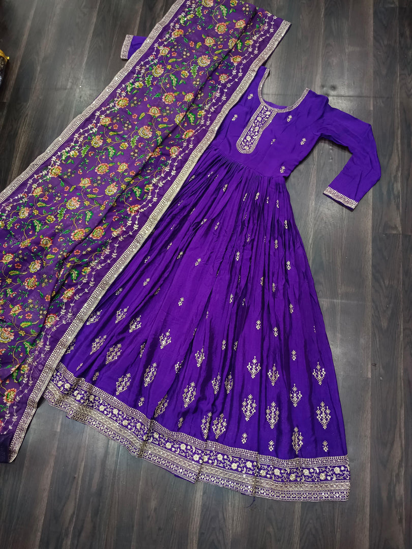 Heena Chinnon With Embroidery Work Anarkali | Shoppers Trend