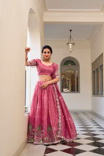 Load image into Gallery viewer, Laxmi Gold Crush Dhavani Set | Half-Saree | Sequins and Thread Embroidery | Shoppers Trend
