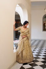 Load image into Gallery viewer, Laxmi Gold Crush Dhavani Set | Half-Saree | Sequins and Thread Embroidery | Shoppers Trend
