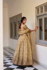 Load image into Gallery viewer, Laxmi Gold Crush Dhavani Set | Half-Saree | Sequins and Thread Embroidery | Shoppers Trend

