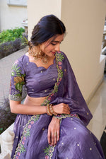 Load image into Gallery viewer, Laxmi Gold Crush Dhavani Set | Half-Saree | Sequins and Thread Embroidery | Shoppers Trend
