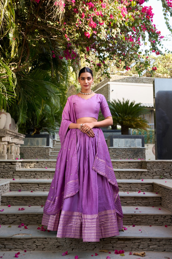 Rasmi Pure Chanderi Dhavani / Langa Davani / Half Sarees | Shoppers Trend