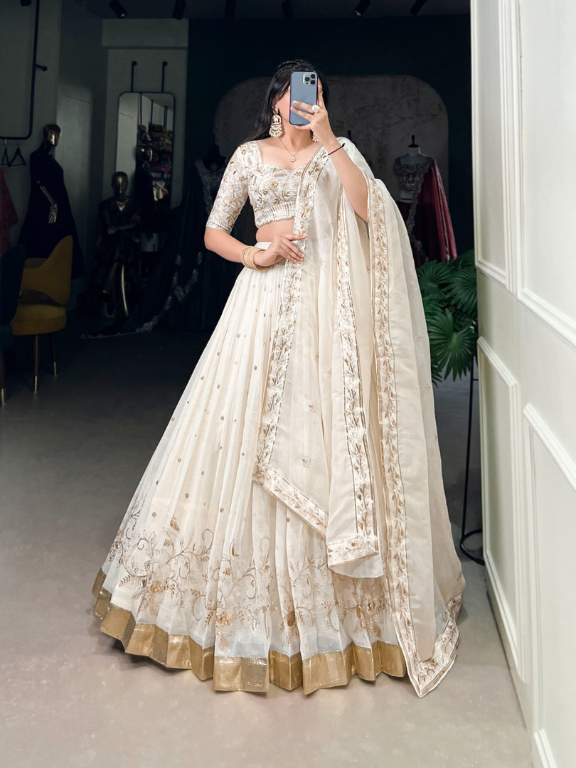 Neeta Silver Glossy Dhavani Set | Half-Saree | Langa Voni | Shoppers Trend