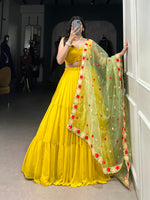 Load image into Gallery viewer, Shivay Georgette Yellow Dhavani Set | Langa Voni | Shoppers Trend
