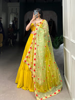 Load image into Gallery viewer, Shivay Georgette Yellow Dhavani Set | Langa Voni | Shoppers Trend
