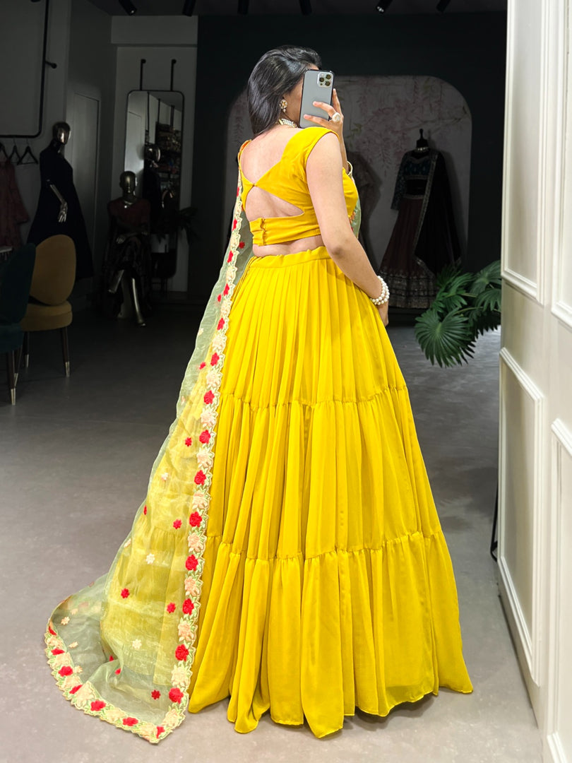 Shivay Georgette Yellow Dhavani Set | Langa Voni | Shoppers Trend