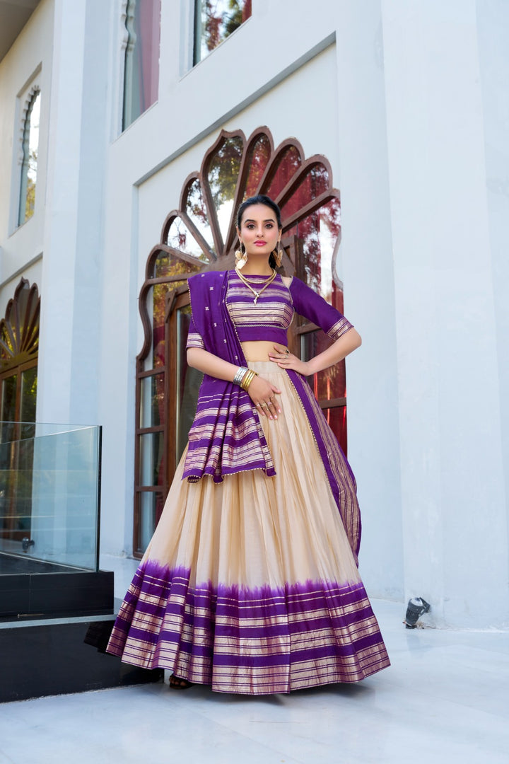 Dhruvi Pure Chanderi Dhavani / Langa Davani / Half Sarees | Shoppers Trend