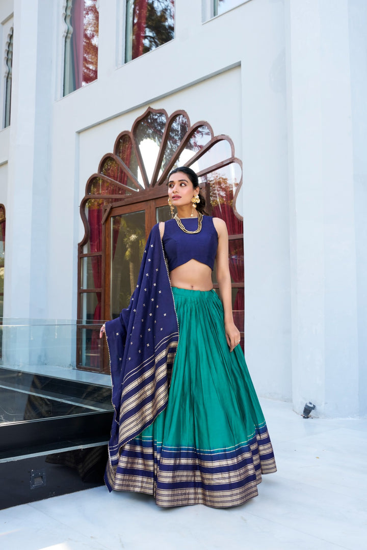 Dhruvi Pure Chanderi Dhavani / Langa Davani / Half Sarees | Shoppers Trend