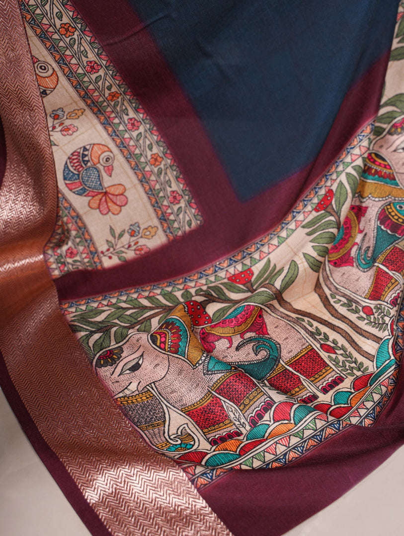 Krishna Tussar Silk With Viscose Border Saree | Shoppers Trend